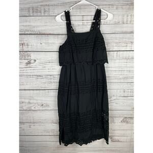 J. Crew Factory Black Lace Midi Dress